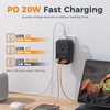 image:imageTESSAN USB C Charger Block 20W PD Fast Charging Adapter with Foldable Plug 1875W Power Outlet Extender4 AC and 4 USB for Cruise Home Office Dorm Room Essentials BlackBlack