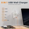 image:imageTESSAN USB C Charger Block 20W PD Fast Charging Adapter with Foldable Plug 1875W Power Outlet Extender4 AC and 4 USB for Cruise Home Office Dorm Room Essentials BlackGrey