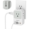 image:imageTESSAN USB C Charger Block 20W PD Fast Charging Adapter with Foldable Plug 1875W Power Outlet Extender4 AC and 4 USB for Cruise Home Office Dorm Room Essentials BlackGrey