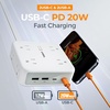 image:imageTESSAN Dual Surge Protector Power Strip 10 Ft Extension Cord Flat Wall Plug with 4 USB 2 USB C 8 Outlets 2100J Surge Protection 20W Multiple Charging Station for Home Office College Dorm BlackWhite