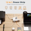 image:imageTESSAN Dual Surge Protector Power Strip 10 Ft Extension Cord Flat Wall Plug with 4 USB 2 USB C 8 Outlets 2100J Surge Protection 20W Multiple Charging Station for Home Office College Dorm BlackWhite