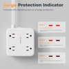 image:imageTESSAN Dual Surge Protector Power Strip 10 Ft Extension Cord Flat Wall Plug with 4 USB 2 USB C 8 Outlets 2100J Surge Protection 20W Multiple Charging Station for Home Office College Dorm BlackWhite