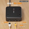 image:imageTESSAN Dual Surge Protector Power Strip 10 Ft Extension Cord Flat Wall Plug with 4 USB 2 USB C 8 Outlets 2100J Surge Protection 20W Multiple Charging Station for Home Office College Dorm BlackBlack