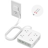 image:imageTESSAN Dual Surge Protector Power Strip 10 Ft Extension Cord Flat Wall Plug with 4 USB 2 USB C 8 Outlets 2100J Surge Protection 20W Multiple Charging Station for Home Office College Dorm BlackWhite