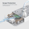 image:imageTESSAN Power Strip Surge Protector 15FT Flat Plug Extension Cord with 8 Outlets 3 USB Charger1 USB C 1080 Joules Protection Wall Mountable Charging Station for Home Office Dorm BlackGray