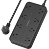 image:imageTESSAN Power Strip Surge Protector 15FT Flat Plug Extension Cord with 8 Outlets 3 USB Charger1 USB C 1080 Joules Protection Wall Mountable Charging Station for Home Office Dorm BlackWhite
