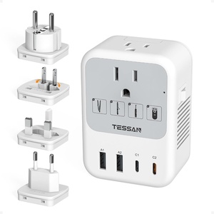 image:imageTESSAN 220V to 110V Voltage Converter US to Europe Universal Travel Adapter with 4 USB Ports 2 USBC 2 AC and EUUKJPFR Power Plug Adaptor International Step Down Transformer