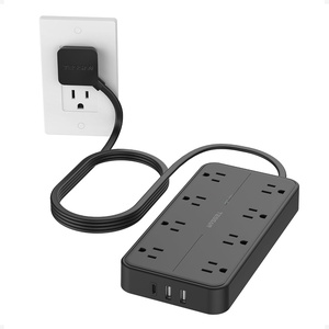 image:imageTESSAN Power Strip Surge Protector 15FT Flat Plug Extension Cord with 8 Outlets 3 USB Charger1 USB C 1080 Joules Protection Wall Mountable Charging Station for Home Office Dorm BlackBlack